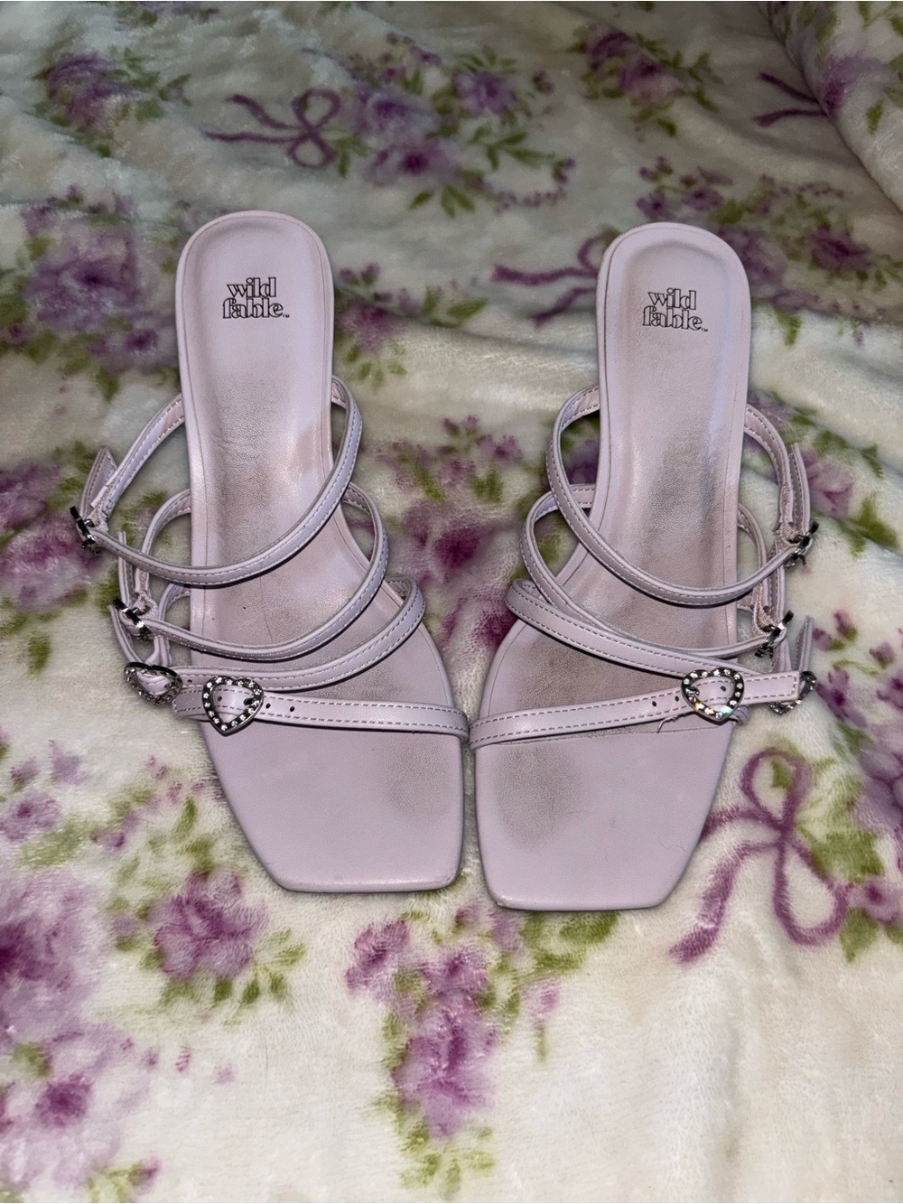 wild fable Lilac Strappy Heart Buckle Heeled Slides
